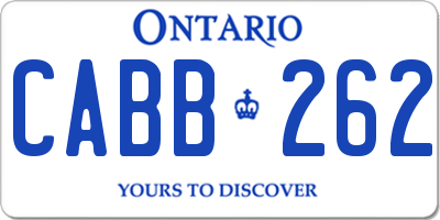 ON license plate CABB262