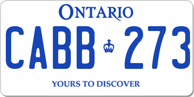 ON license plate CABB273