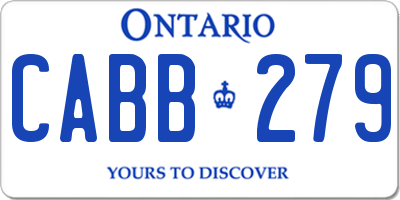 ON license plate CABB279