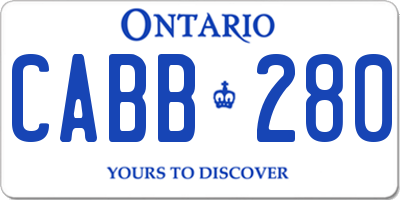 ON license plate CABB280