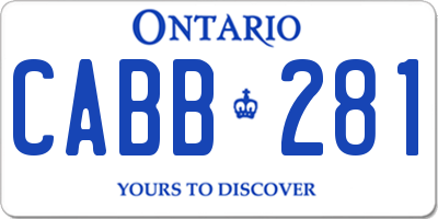 ON license plate CABB281