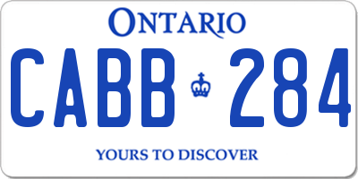 ON license plate CABB284