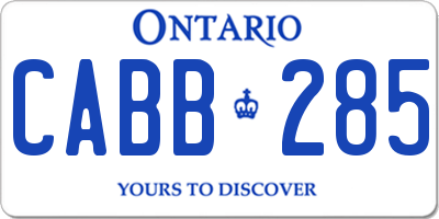 ON license plate CABB285