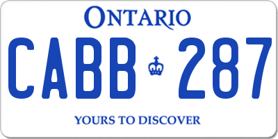 ON license plate CABB287