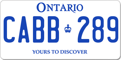 ON license plate CABB289