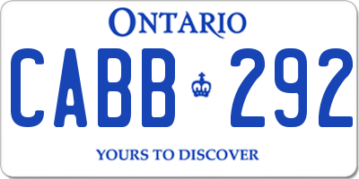 ON license plate CABB292