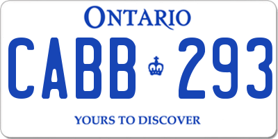 ON license plate CABB293