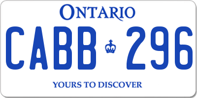 ON license plate CABB296