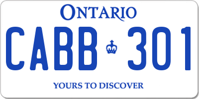 ON license plate CABB301