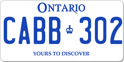 ON license plate CABB302