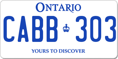 ON license plate CABB303