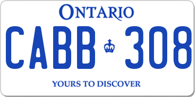 ON license plate CABB308