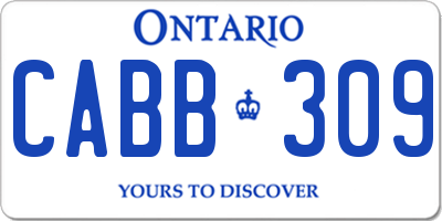 ON license plate CABB309