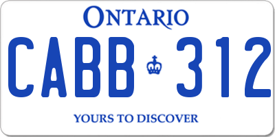 ON license plate CABB312