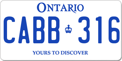 ON license plate CABB316