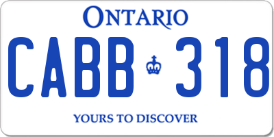 ON license plate CABB318