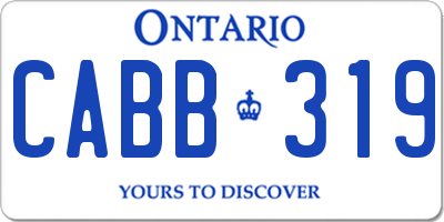 ON license plate CABB319