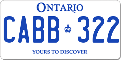 ON license plate CABB322