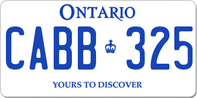 ON license plate CABB325