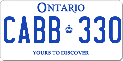 ON license plate CABB330