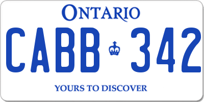 ON license plate CABB342