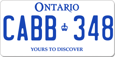 ON license plate CABB348