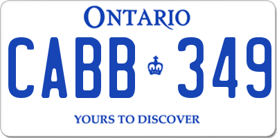 ON license plate CABB349