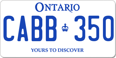 ON license plate CABB350