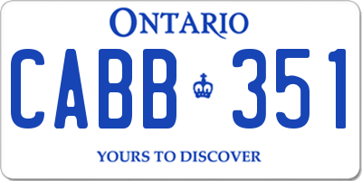 ON license plate CABB351