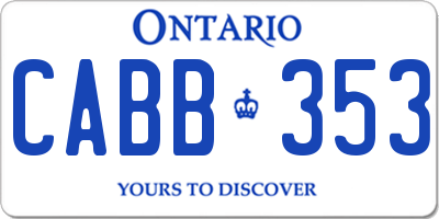 ON license plate CABB353