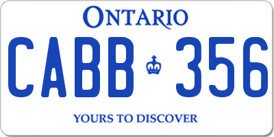 ON license plate CABB356