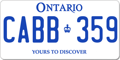 ON license plate CABB359