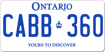 ON license plate CABB360