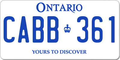 ON license plate CABB361