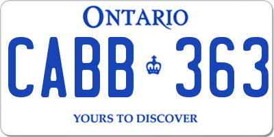 ON license plate CABB363