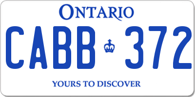 ON license plate CABB372