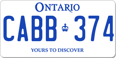 ON license plate CABB374