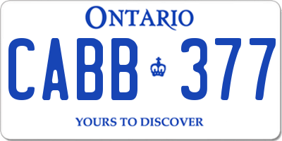 ON license plate CABB377