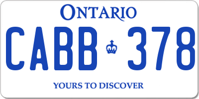 ON license plate CABB378