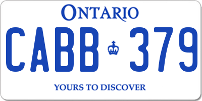 ON license plate CABB379