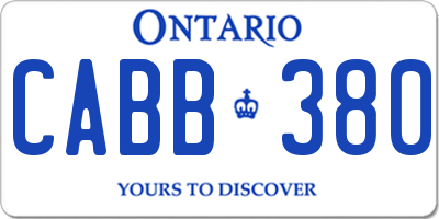 ON license plate CABB380