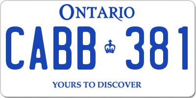 ON license plate CABB381