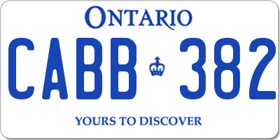 ON license plate CABB382