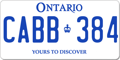 ON license plate CABB384