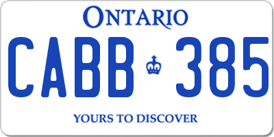 ON license plate CABB385