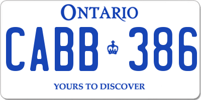 ON license plate CABB386