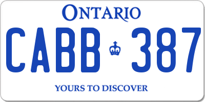 ON license plate CABB387