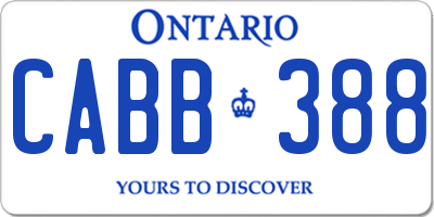 ON license plate CABB388