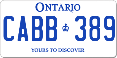 ON license plate CABB389