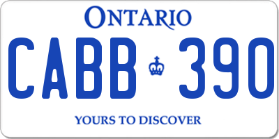 ON license plate CABB390